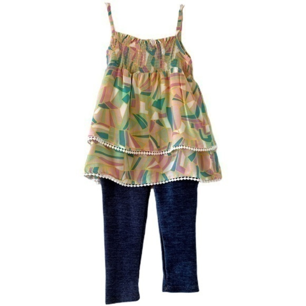 BCBGirls Top and Knit Denim Leggings Matching Pants Set Toddler NWT